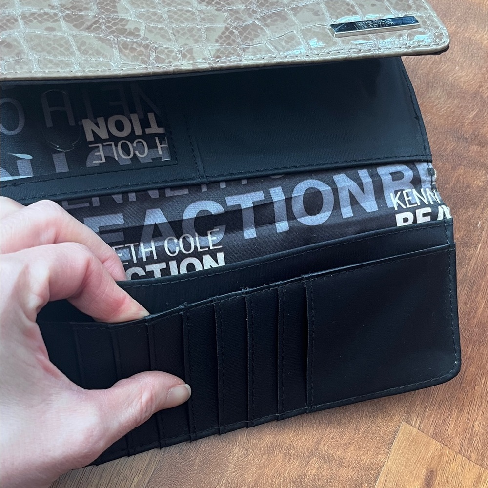 Like new Kenneth Cole Reaction Taupe Croc-Embossed Clutch - Picture 7 of 16